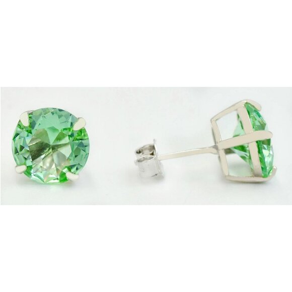 Created 10.12 Cts Green Fluorite Earrings Solid .925 Silver - Picture 4 of 5